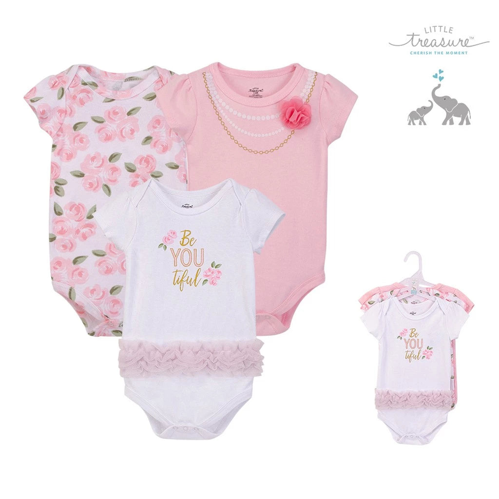 Little Treasure 3 Pack Toddler Onesies Bodysuit - Be You Tiful 72766