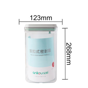 Ankou Airtight 1 Touch Button Clear Container With Scoop and Holder 2500ml (Square)