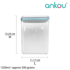 Ankou Airtight 1 Touch Multipurpose Airtight Food Storage Container 1250ml (Rectangle)