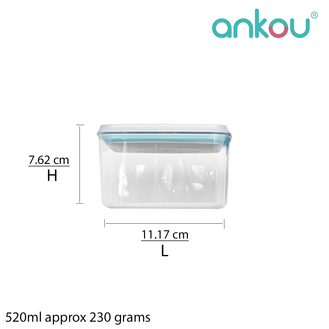 Ankou Airtight 1 Touch Multipurpose Airtight Food Storage Container 520ml (Rectangle)
