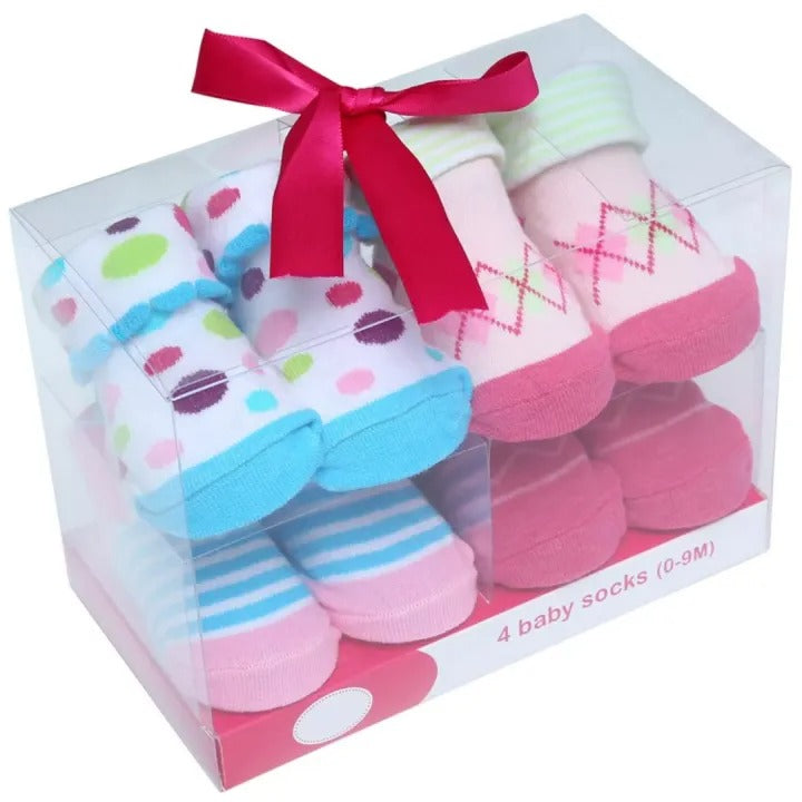 Luvable Friends Girl Novelty Socks 4-Piece Gift Set