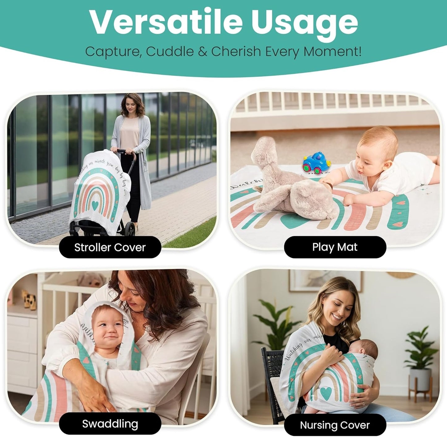 Infancie Milestone Bamboo Blanket and Card Set (IT5267)