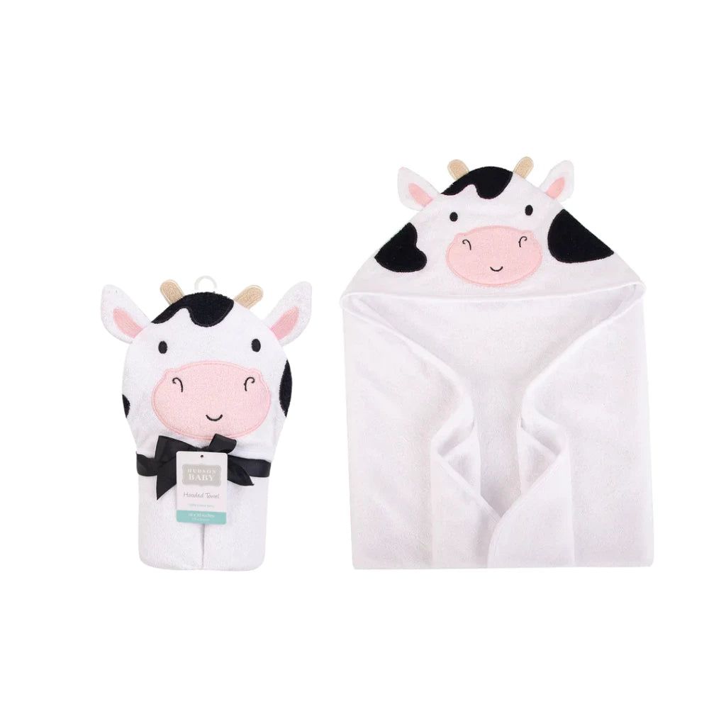 Hudson Baby 1 Piece Animal Hooded Towel (56499CH/Cow)
