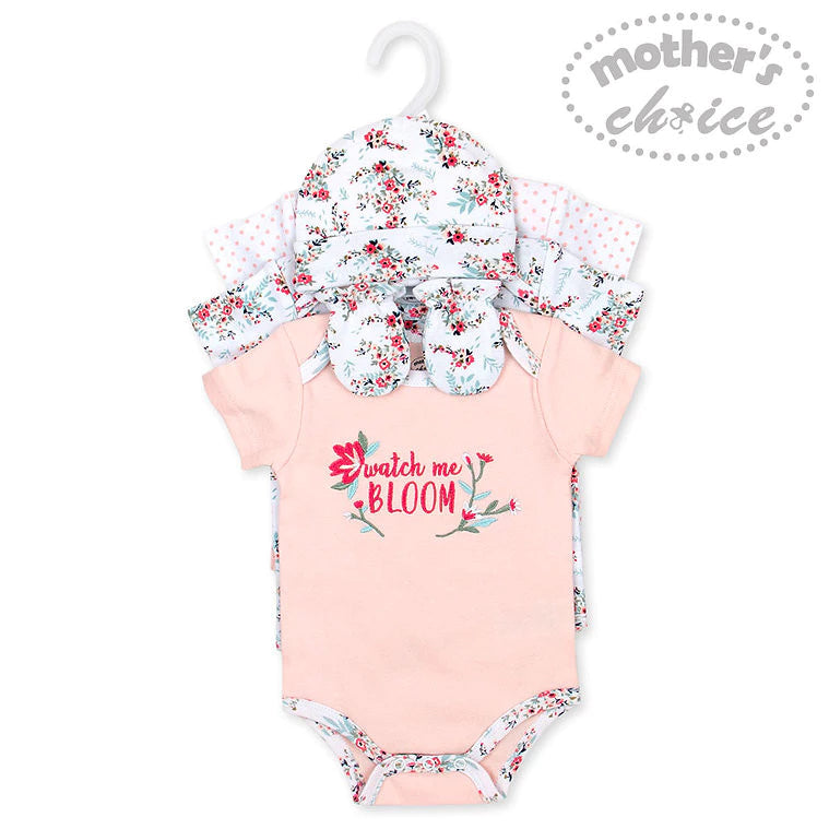 Mother's Choice 5 Piece Bodysuits, Hat and Mittens Set (IT3152)