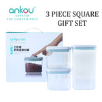 Load image into Gallery viewer, Ankou Airtight 3 Piece Multipurpose Airtight Food Storage Container Square Gift Set (850ml &amp; 2000ml)
