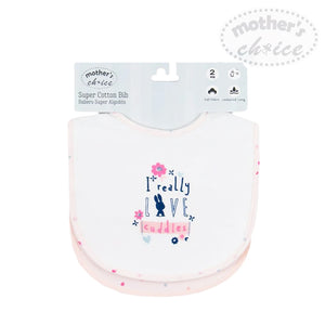 Mother's Choice 2 Pack Super Cotton Bib (IT1325/I Really Love Cuddle)