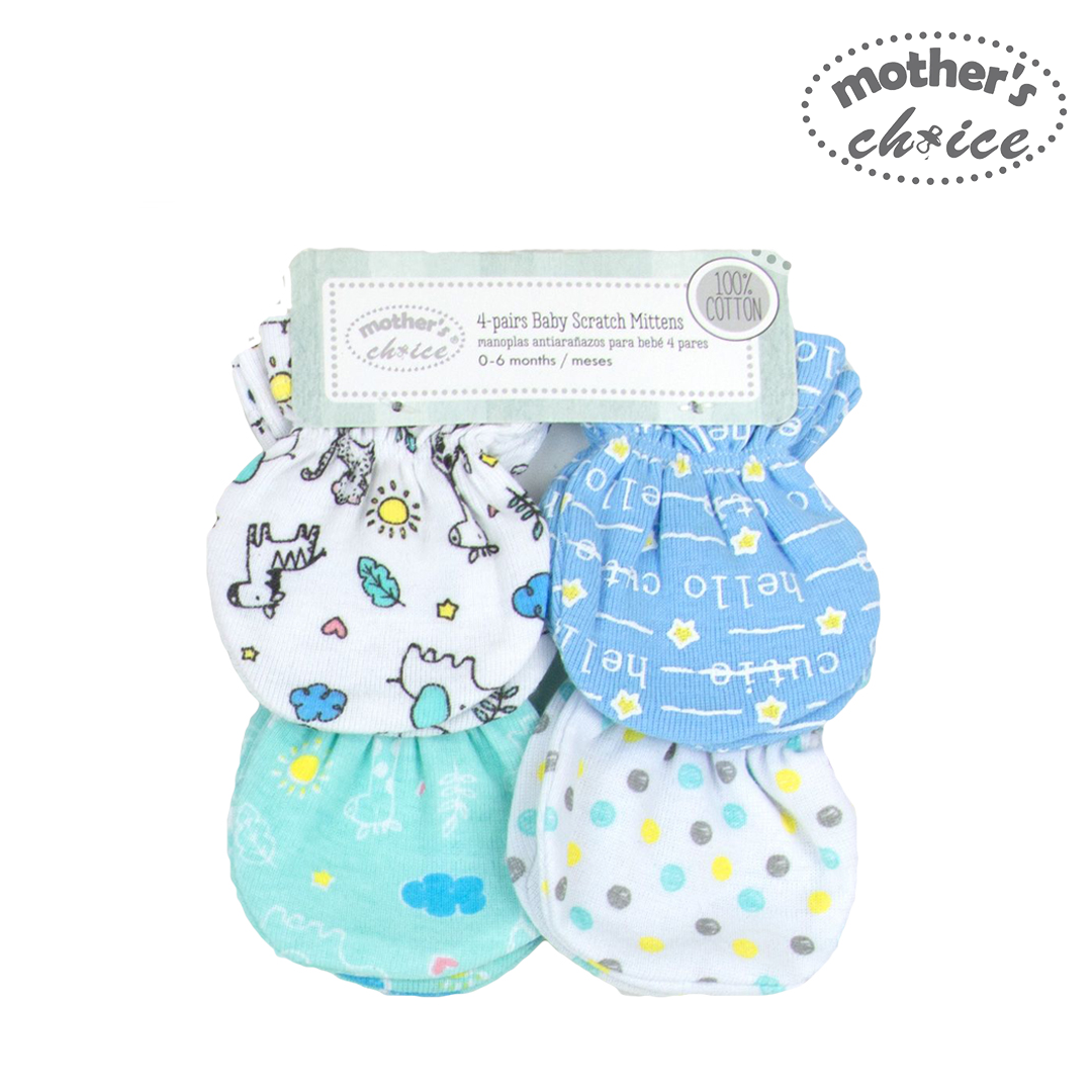 Mothers Choice 4 Pack Newborn Scratch Mittens (Hello Cutie/IT2547)