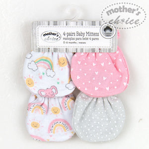 Mother's Choice 4 Pack Newborn Scratch Mittens (IT3525/Pink Elephant)