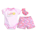 Load image into Gallery viewer, Mother&#39;s Choice 3 Pack Bodysuit, Shorts and Socks Set (IT3622/Rainbow)
