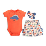 Load image into Gallery viewer, Mother&#39;s Choice 3 Pack Bodysuit, Shorts and Socks Set (IT3626/Baby Dino)
