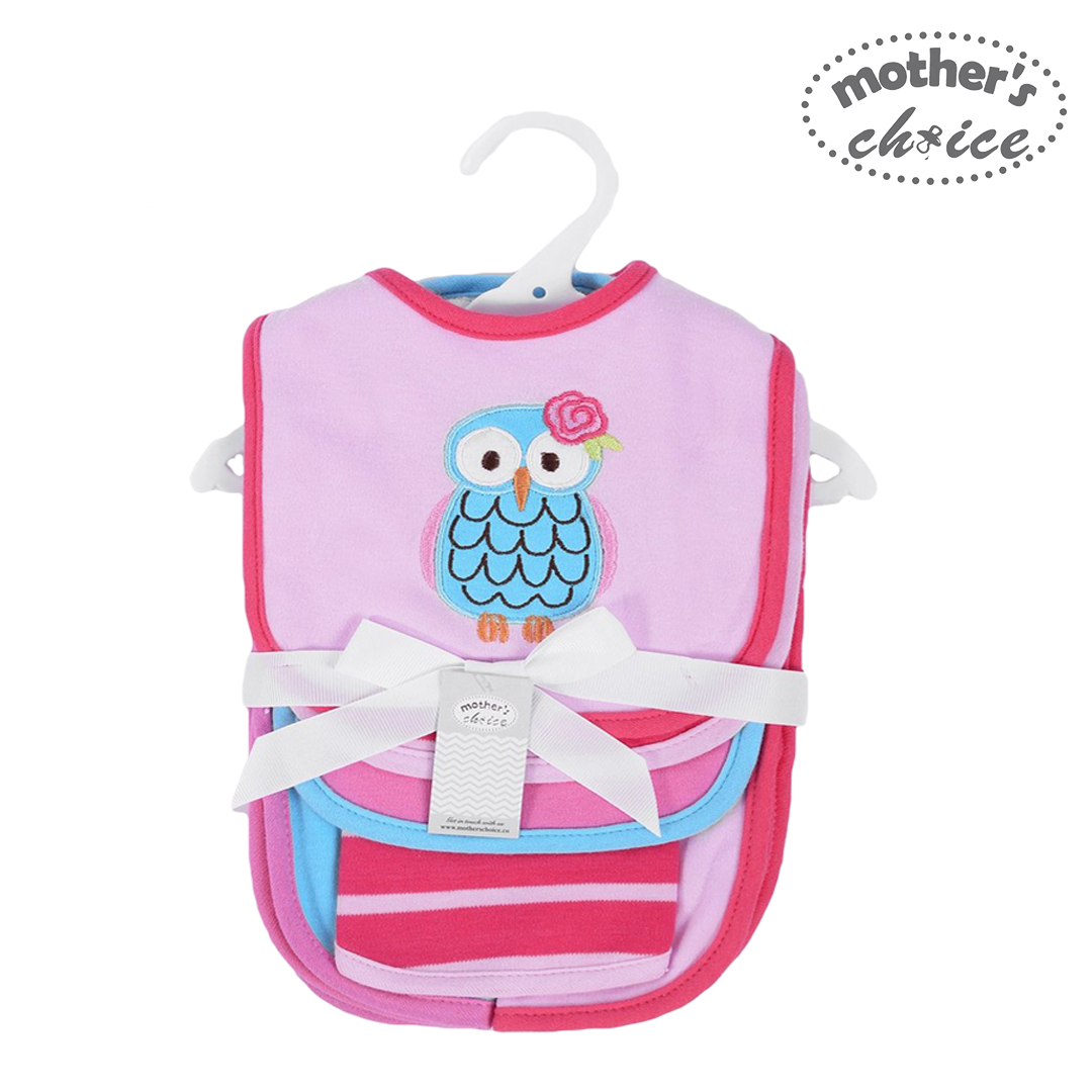 Mother's Choice 3 Pack Bibs & 3 Pack Burf Cloths Set Owl (IT9257)