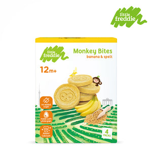 Little Freddie 4 Packs Monkey Bites Banana & Spelt Biscuits 80g (4x20g)