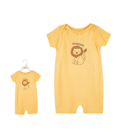 Hudson Baby 1 Piece Short Sleeve Romper (00914CH/Roar)