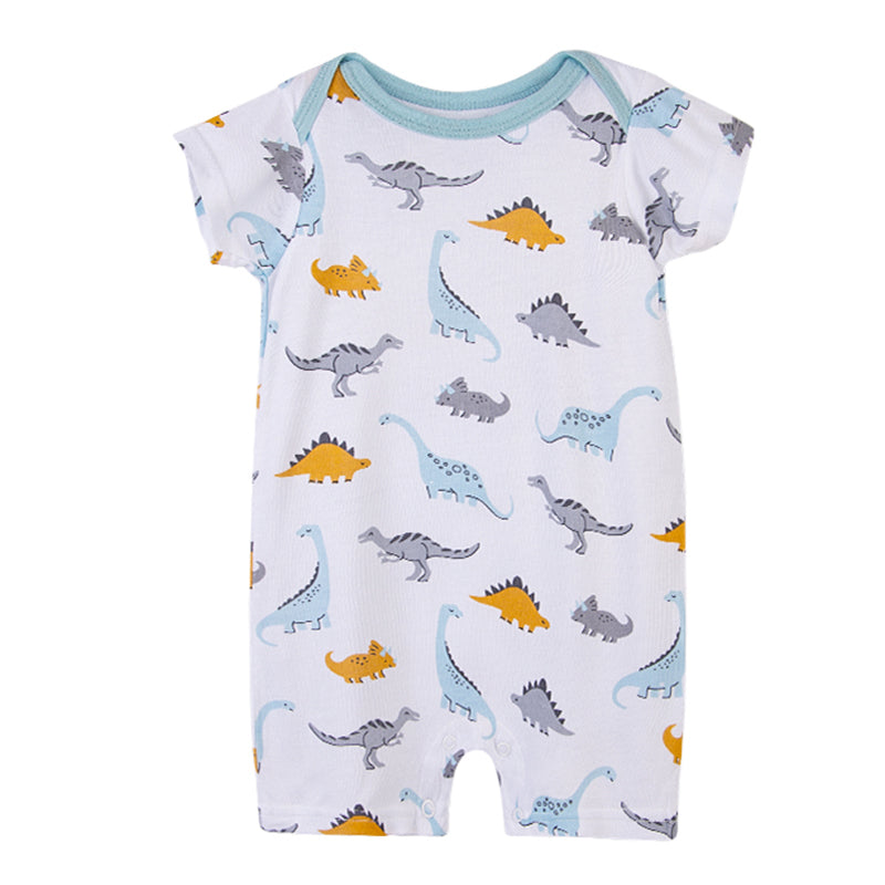 Hudson Baby 1 Piece Short Sleeve Romper (01127CH/Dinosaur)