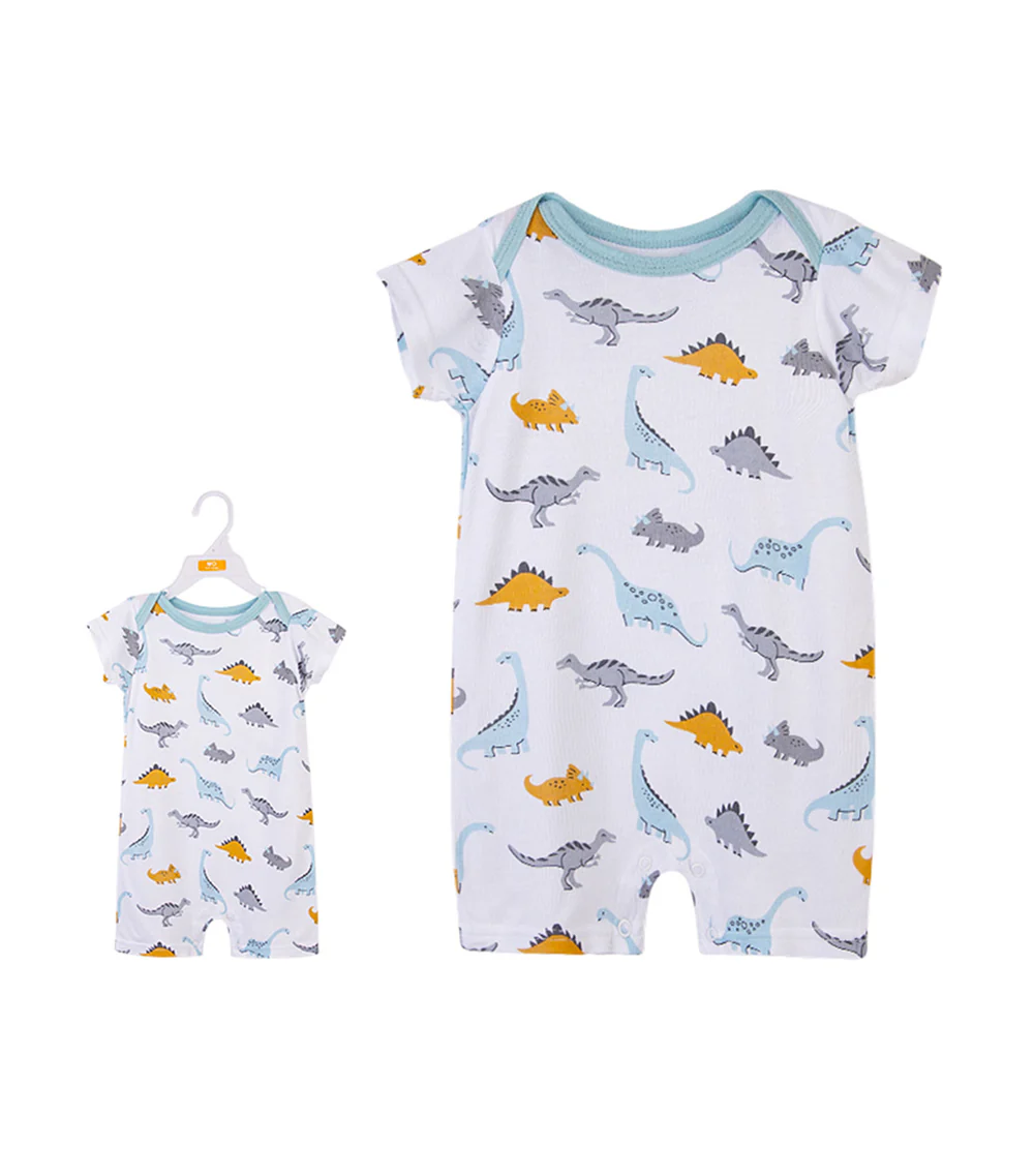 Hudson Baby 1 Piece Short Sleeve Romper (01127CH/Dinosaur)