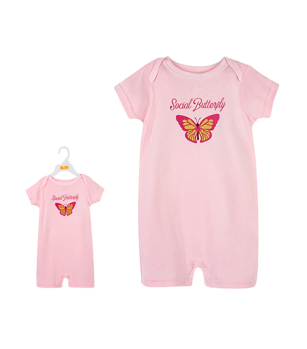 Hudson Baby 1 Piece Short Sleeve Romper (01270CH/Social Butterfly)