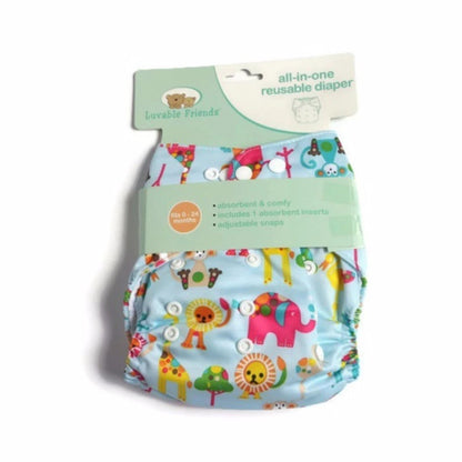 Luvable Friends Printed Cloth Diaper (Blue Animals)