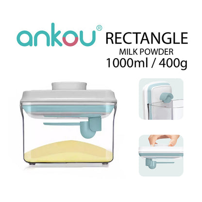 Ankou Airtight 1 Touch Button Clear Container With Scoop  and Holder 1000ml (Rectangular)