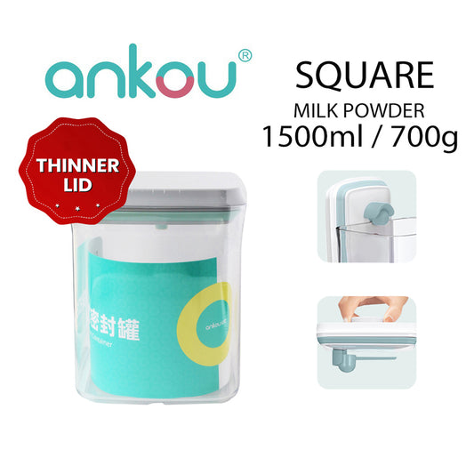 Ankou Airtight 1 Touch Button Clear Container With Scoop and Holder 1500ml (Square)