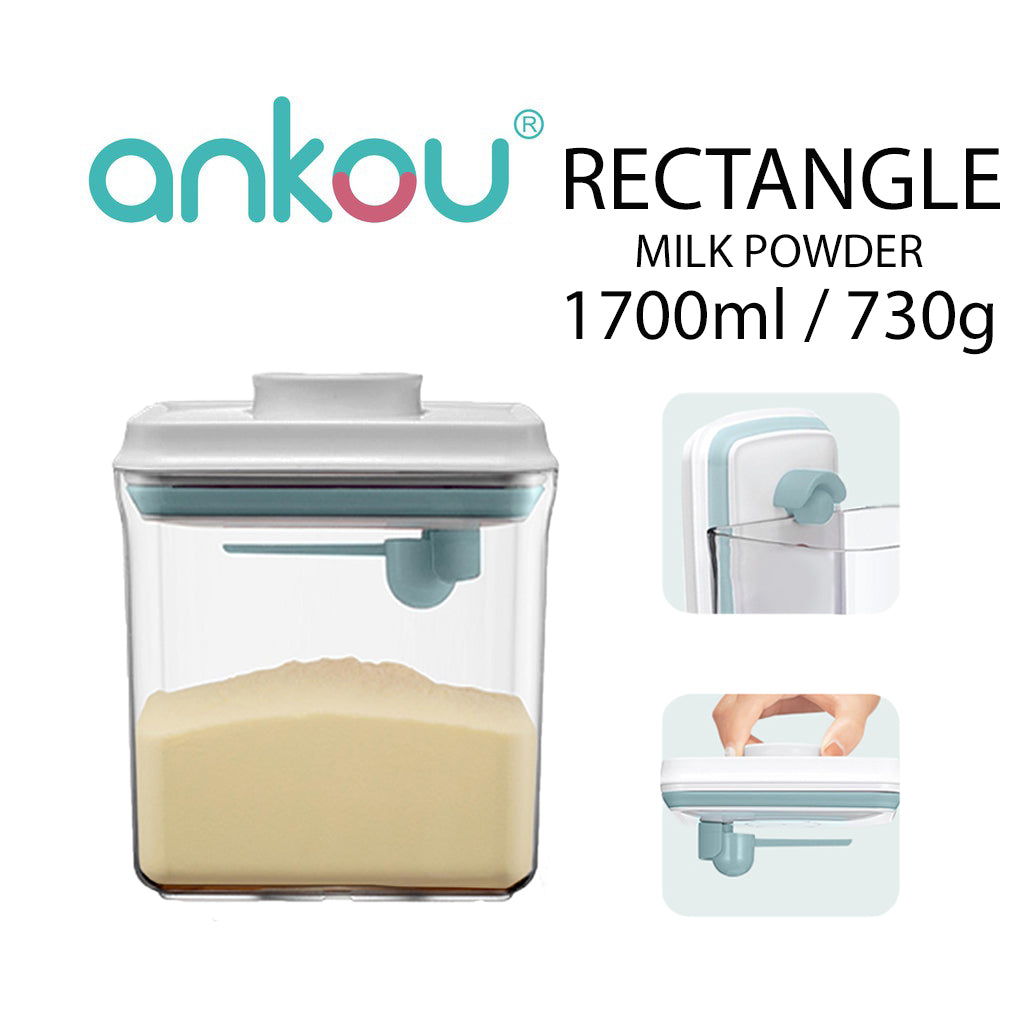 Ankou Airtight 1 Touch Button Clear Container With Scoop and Holder 1700ml (Rectangular)