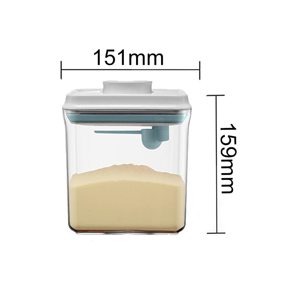 Ankou Airtight 1 Touch Button Clear Container With Scoop and Holder 1700ml (Rectangular)