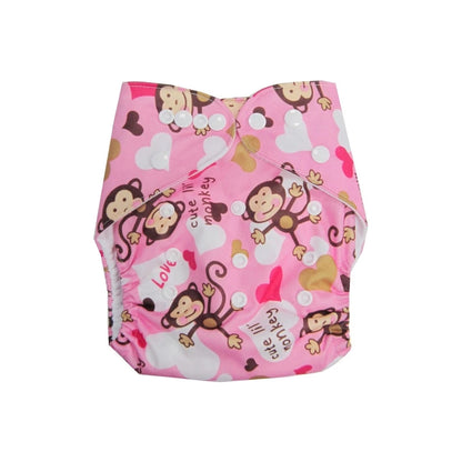 Luvable Friends Printed Cloth Diaper (Pink Monkeys)