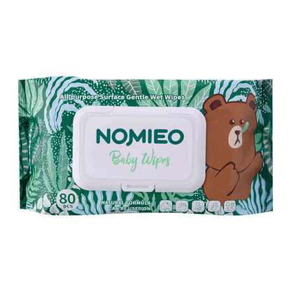 NOMIEO 99% Pure Water All-Purpose Baby Wipes (80 pcs & 10 pcs per pack)