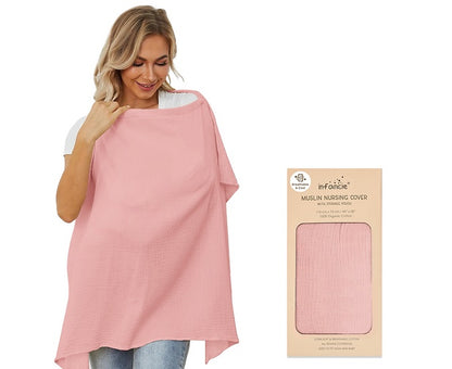 Infancie Organic Muslin Nursing Cover with Storage Pouch
