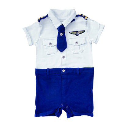 Little Crew Pilot Captain Romper with Hat