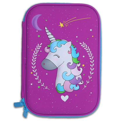 3D Pencil Case EVA Hard Top Shell Unicorn Princess PC79