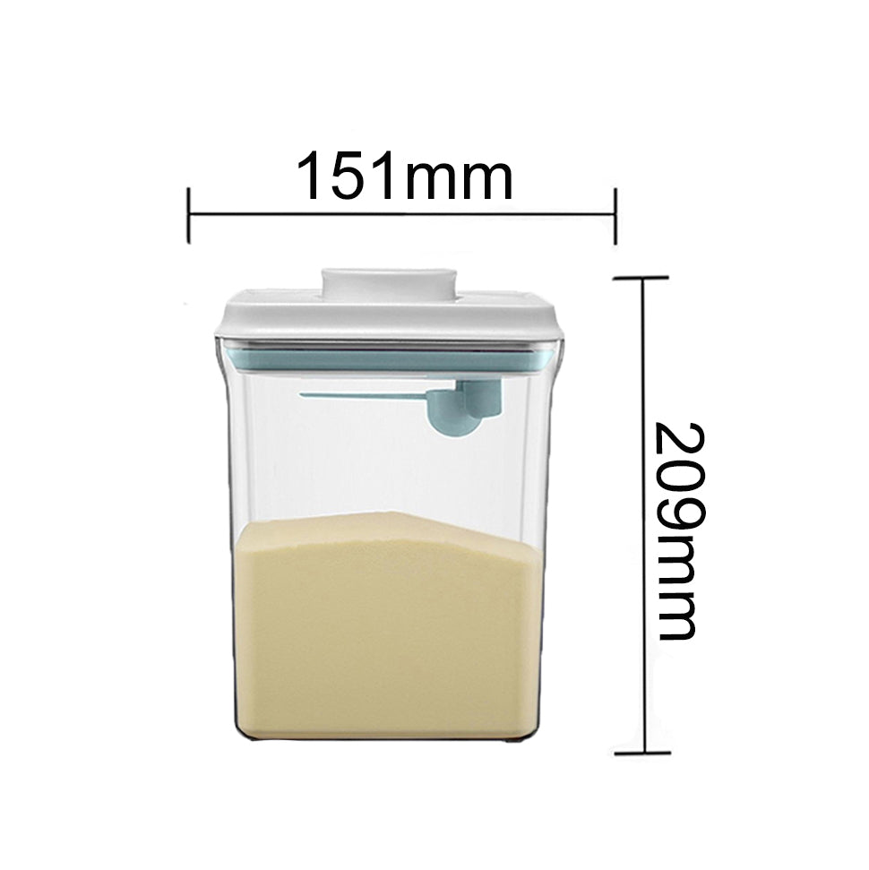 Ankou Airtight 1 Touch Button Clear Container With Scoop and Holder 2300ml (Rectangular)