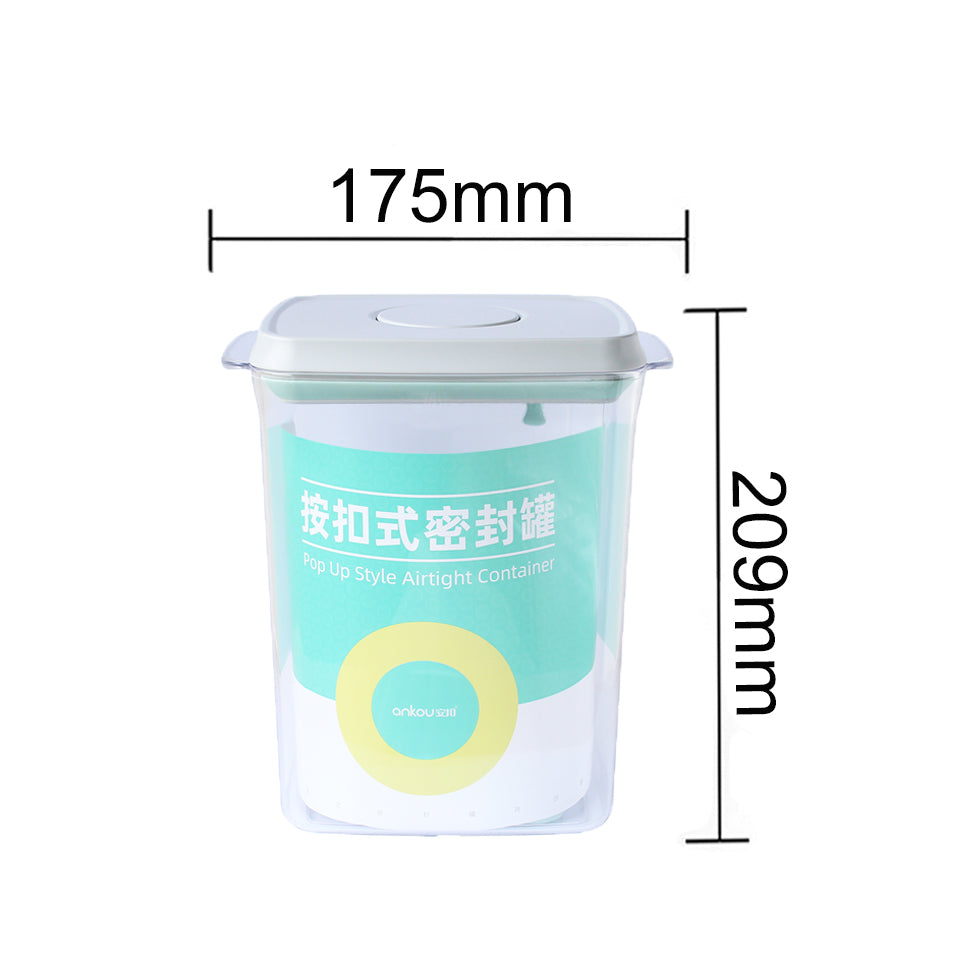 Ankou Airtight 1 Touch Button Clear Container With Scoop and Holder with Scraper 2300ml (Rectangular)