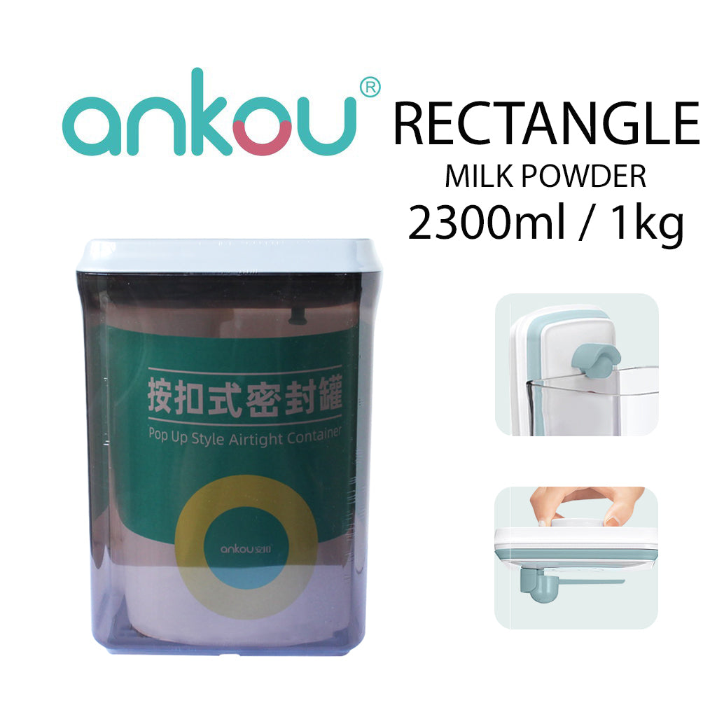 Ankou Airtight 1 Touch Button Tinted Container With Scoop and Holder 2300ml (Rectangular)