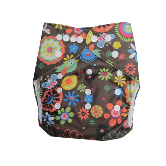 Luvable Friends Printed Cloth Diaper (Flower/Coffee)