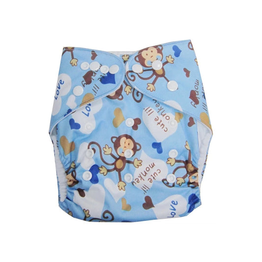 Luvable Friends Printed Cloth Diaper (Blue Monkeys)