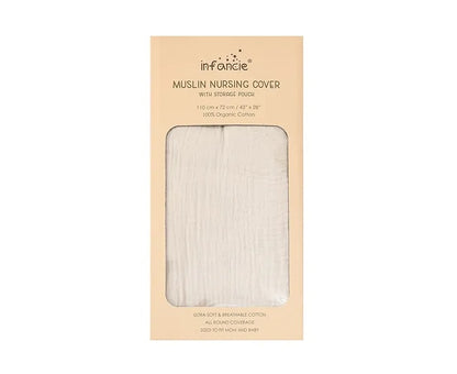 Infancie Organic Muslin Nursing Cover with Storage Pouch