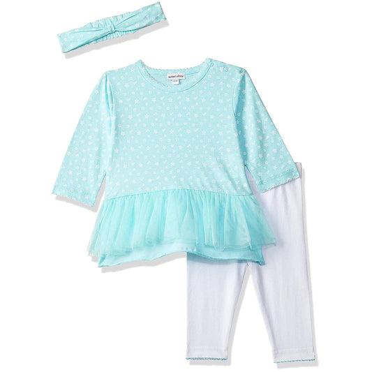 Mother's Choice 3 Piece Baby Dress and Legging Set (IT8650-Blue)