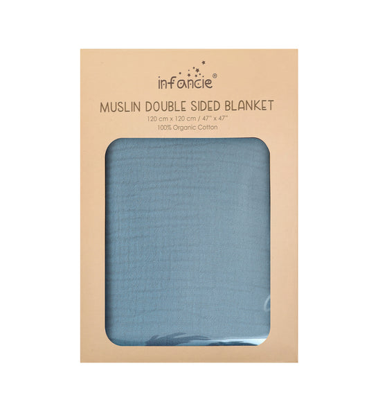 Infancie Muslin Double Sided Muslin Blanket - Blue