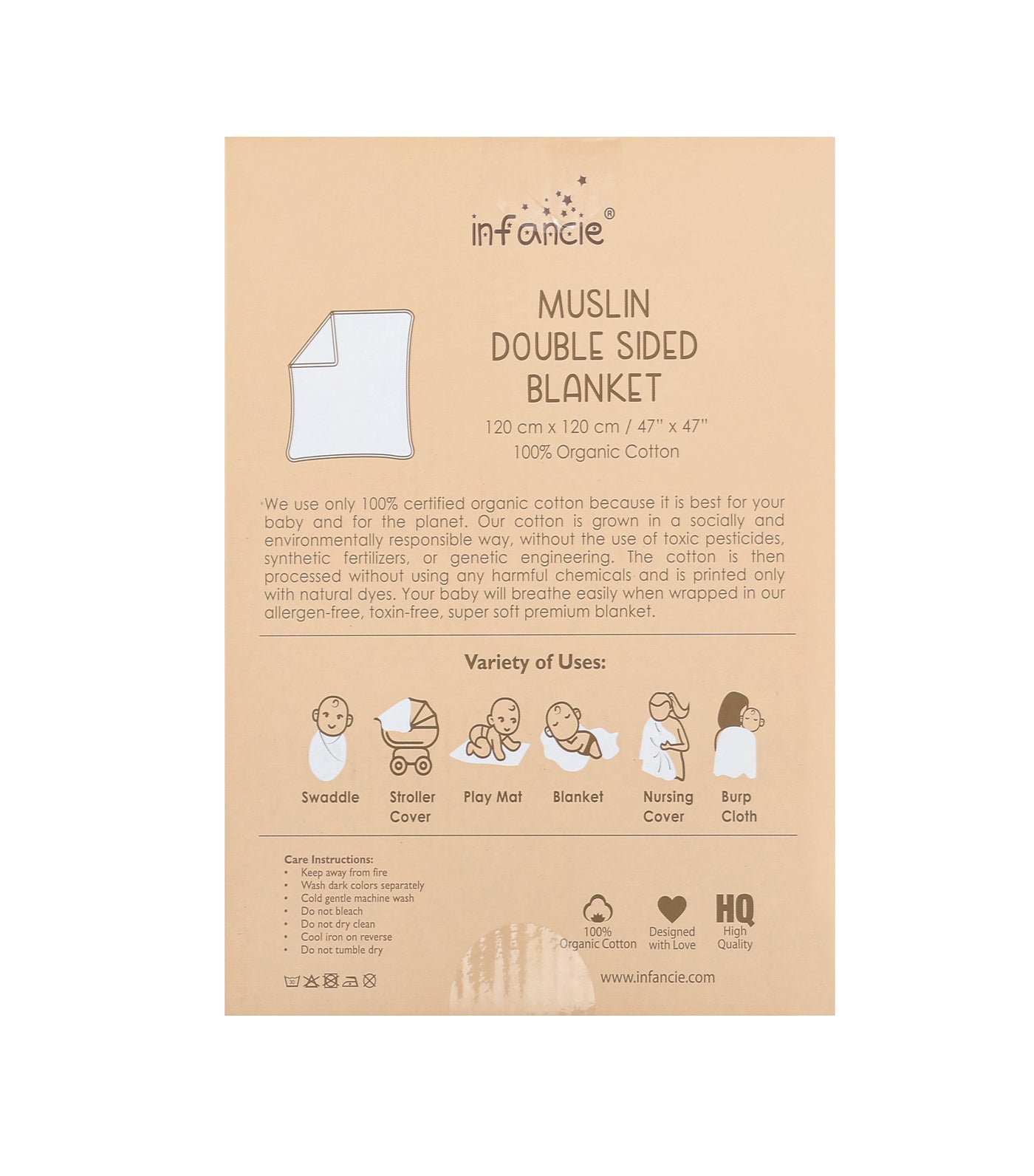 Infancie Muslin Double Sided Muslin Blanket - Blue
