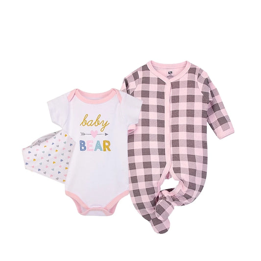 Hudson Baby 3 Piece Layette Set (Bodysuit, Sleepsuit & Bandana Bib)