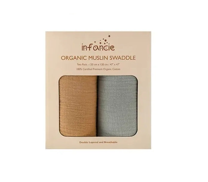 Infancie 2 Pack Organic Muslin Swaddle