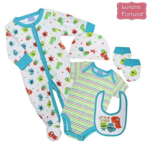 Luvena Fortuna 5 Piece Baby Boy Layette Set Dino H9516