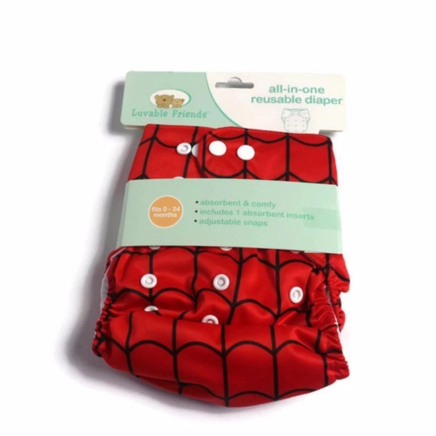 Luvable Friends Printed Cloth Diaper (Spider Web/Red)