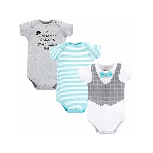 Little Treasure 3 Pack Toddler Onesies Bodysuit - A Gentleman Is Always Well Dressed (72823)