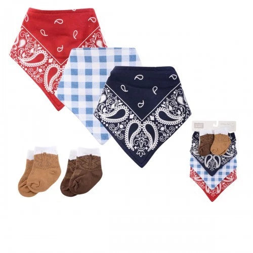 Hudson Baby Bandana Bib & Sock Set Sapphire Blue 51410