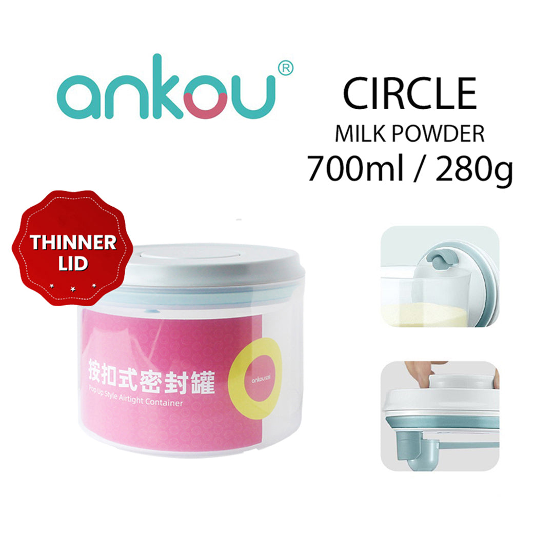 Ankou Airtight 1 Touch Button Clear Container With Scoop and Holder 700ml (Circle)