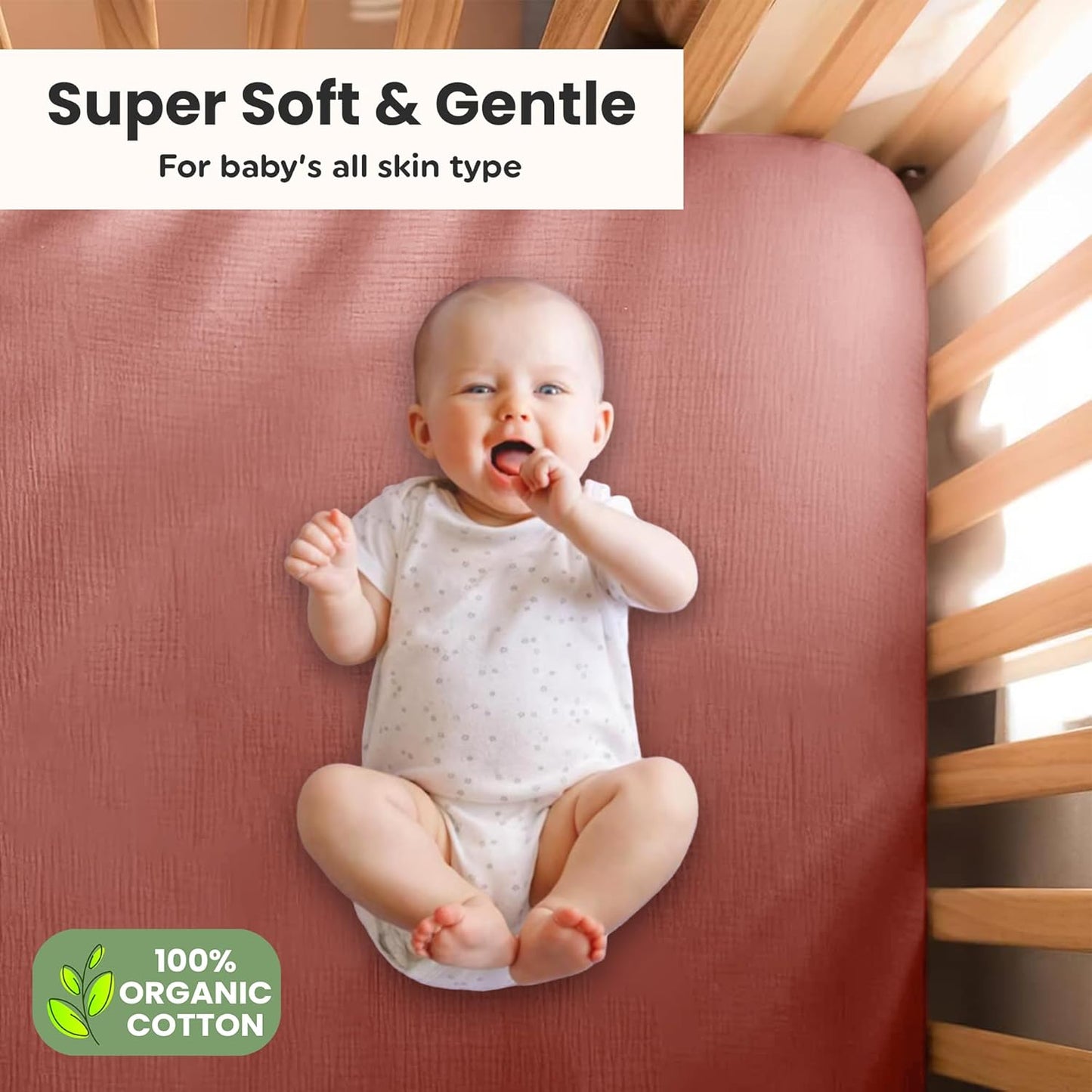 Infancie 2 Pieces Organic Muslin Fitted Crib Sheets