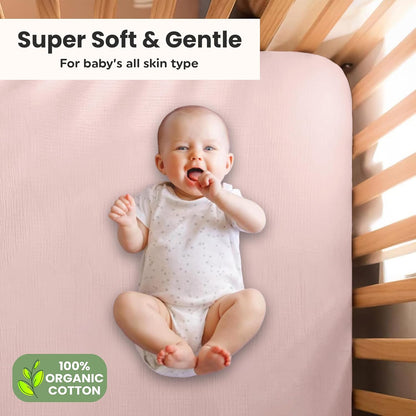 Infancie 2 Pieces Organic Muslin Fitted Crib Sheets