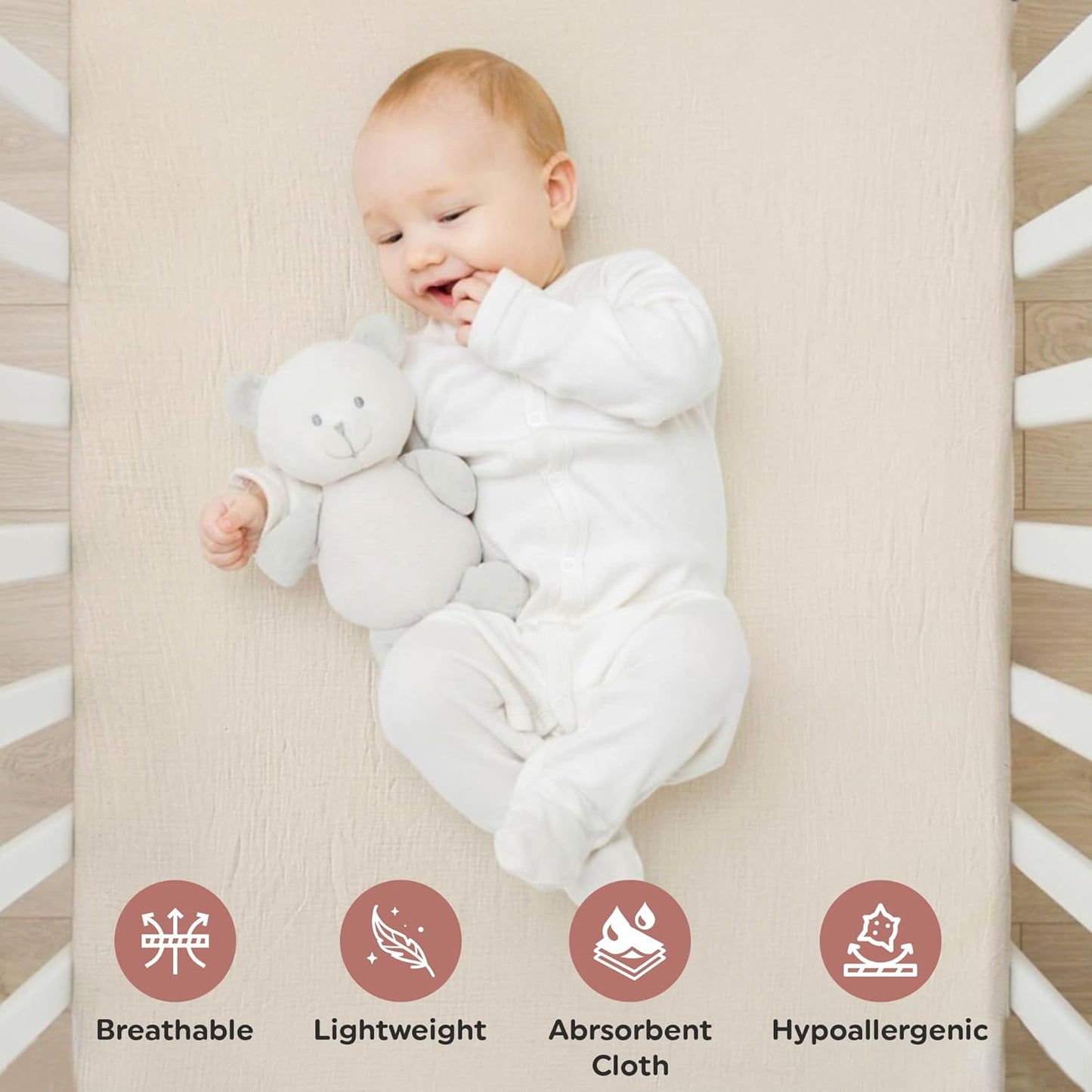 Infancie 2 Pieces Organic Muslin Fitted Crib Sheets