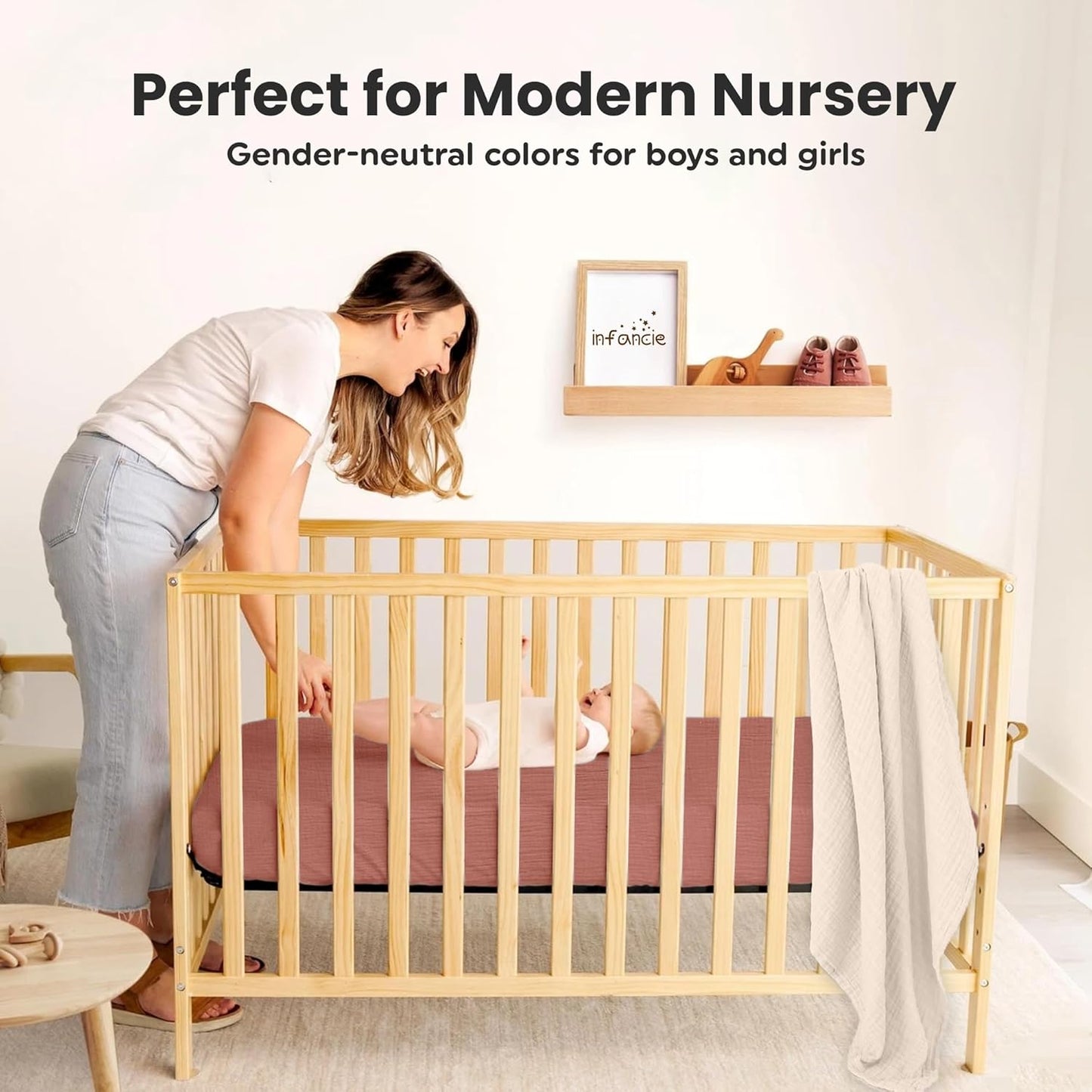 Infancie 2 Pieces Organic Muslin Fitted Crib Sheets